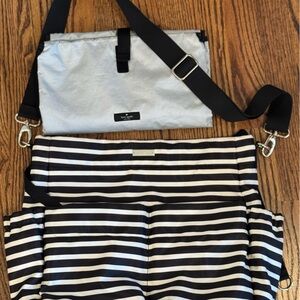 Barely used, like new. Kate Spade Black and White Striped Messenger Baby Bag